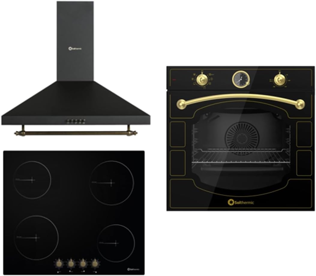 Fogão independente, SOLTHERMIC, PACK, 59 × 52 cm, 6000 w, 1800 W, 1200 W, 56 × 49 cm, com temporizador, Preto, para a cozinha