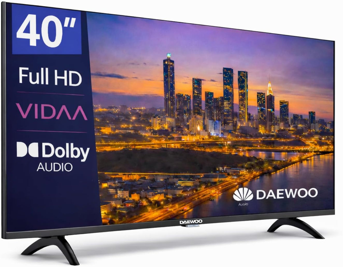 Televisor portátil, Daewoo, 40VB56FV, 11,8 kg, com controlo por aplicação, vidro, Multicolor, para a sala
