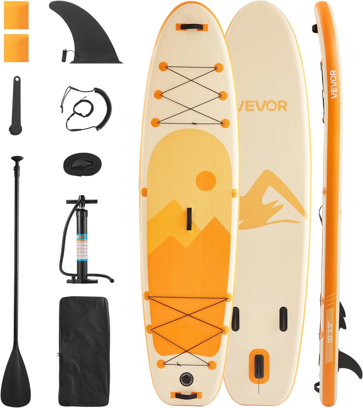 VEVOR, Prancha de paddle insuflável, 150 kg, 10,33 kg, 3,05 m, 84 cm, 15 cm, Multicolor, para uso diário