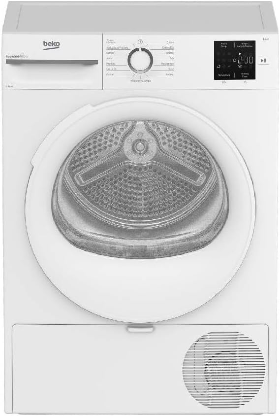 Beko, Artigo para casa, 10 kg, 127 L, 52,5 kg, classe D, com ecrã tátil, aço inoxidável, aço, Branco, para uso diário