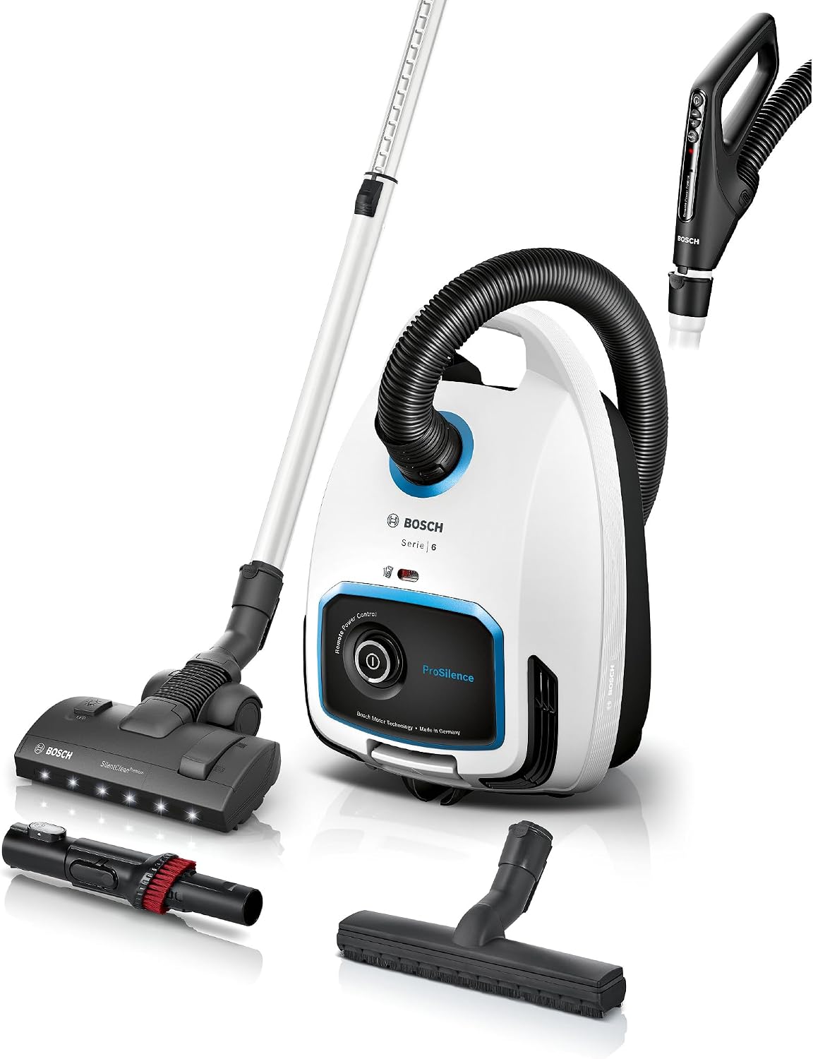Bosch, Aspirador, BGB6SIL0L, 66 dB, 10 cm, 12 m, com comando à distância, com iluminação LED, Branco, para uso diário