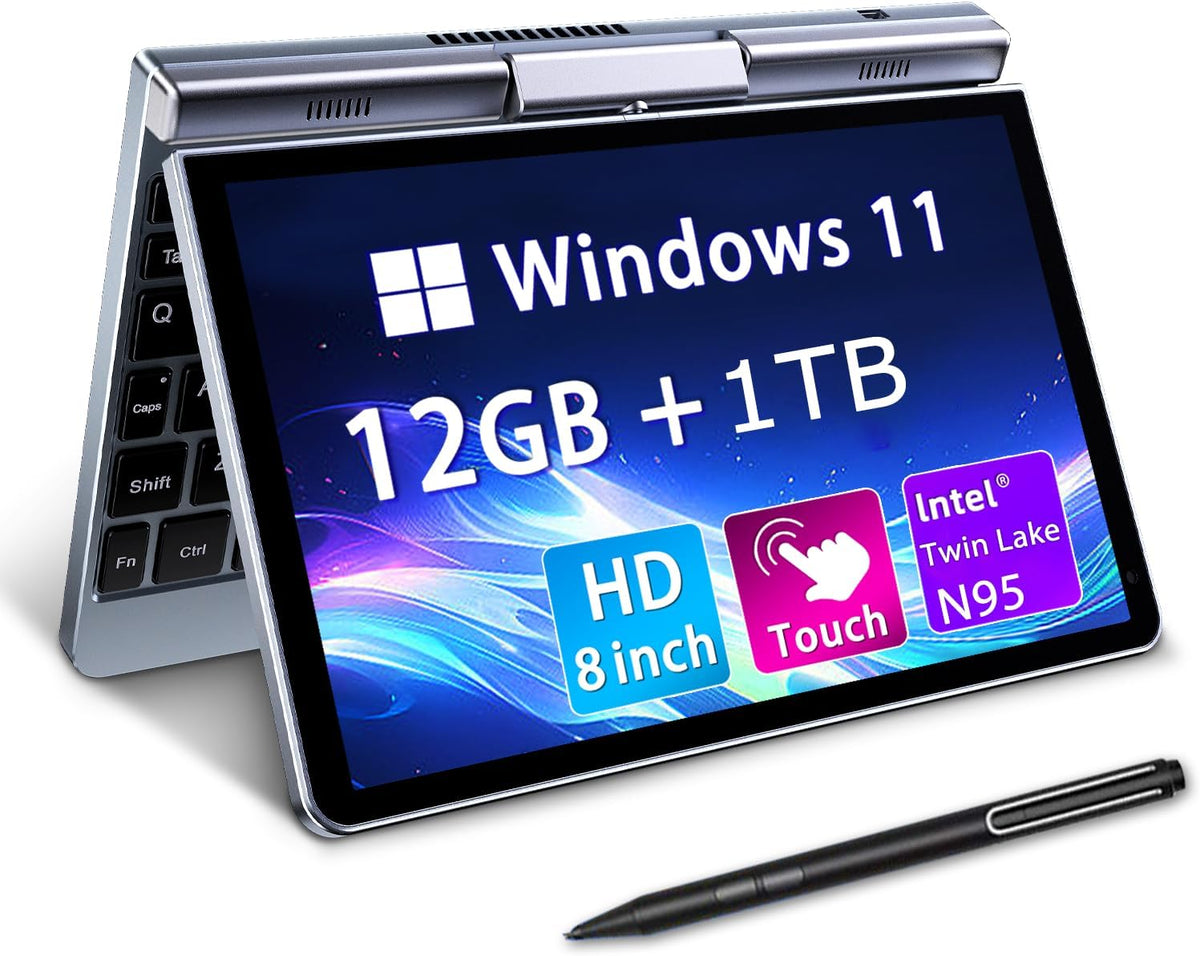 Computador portátil 2 em 1, KOOTIGERS, 198 mm, 4 a, 1 A, com ecrã tátil, com controlo por aplicação, plástico, Prateado, para uso diário