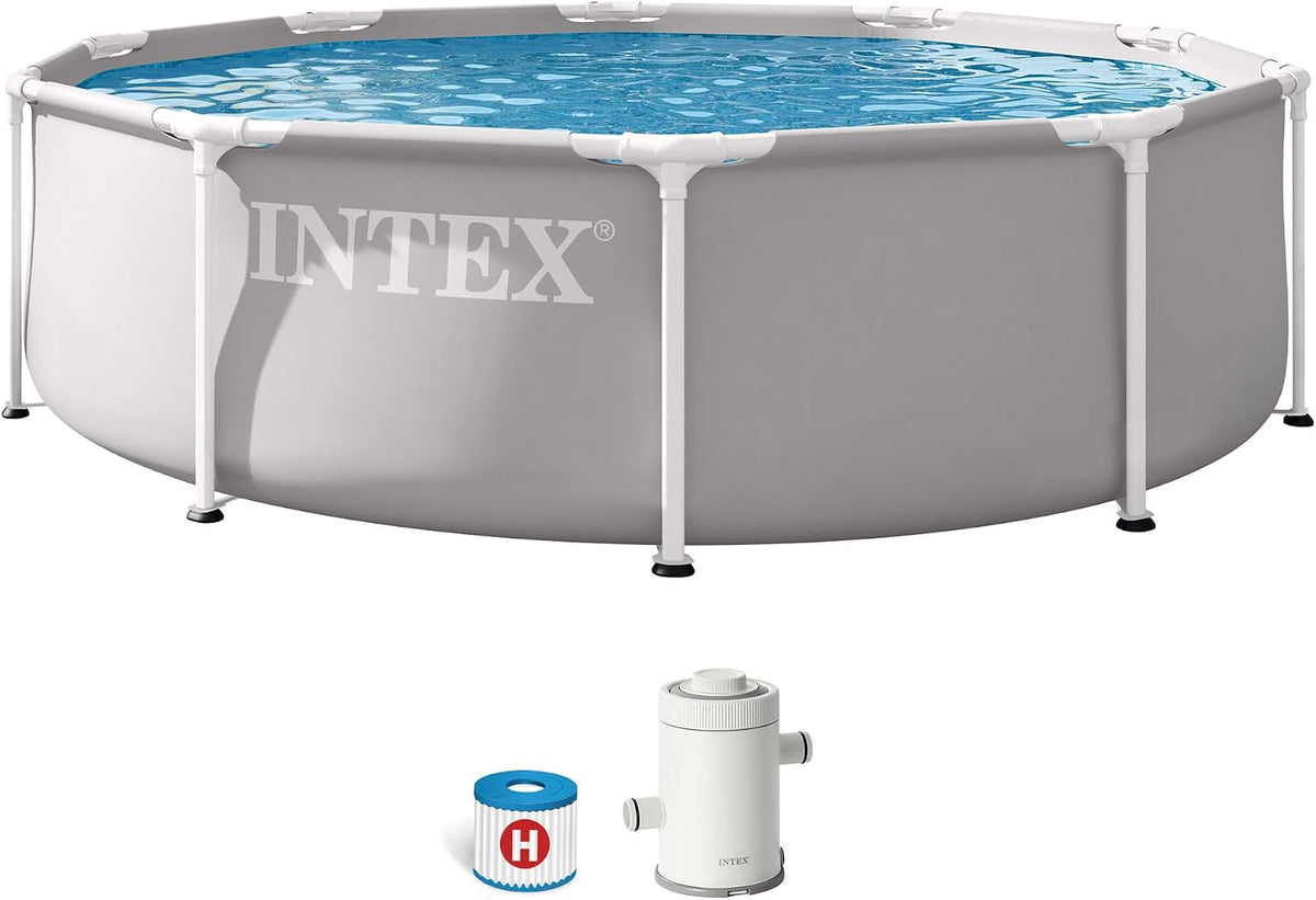 Piscina desmontável, Intex, 4.485 L, 32 mm, 4 Pessoas, aço, poliéster, Cinzento, para jardim e exterior