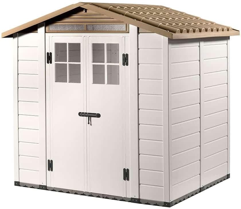 Abrigo de jardim, Gardiun, 220 × 181 × 216 cm, 216 cm, 132,5 kg, 45 mm, 84,3 kg, 181 × 220 × 216 cm, plástico, Branco, para jardim e exterior