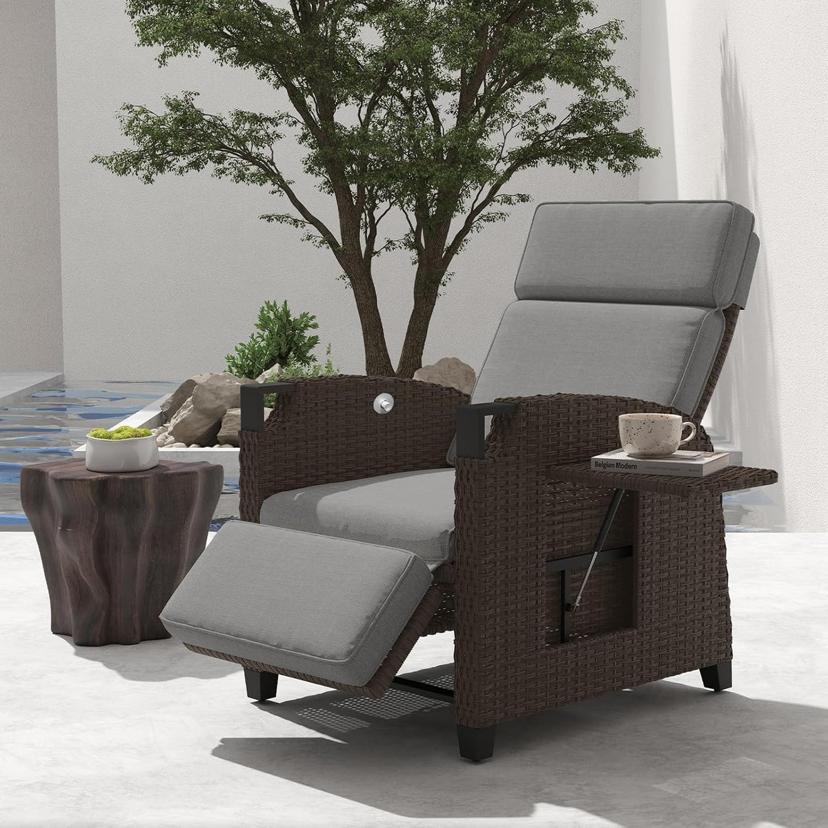 Espreguiçadeira, UDPATIO, 106 cm, 200 kg, 9,6 kg, 73 × 84 × 106 cm, Castanho, para uso diário
