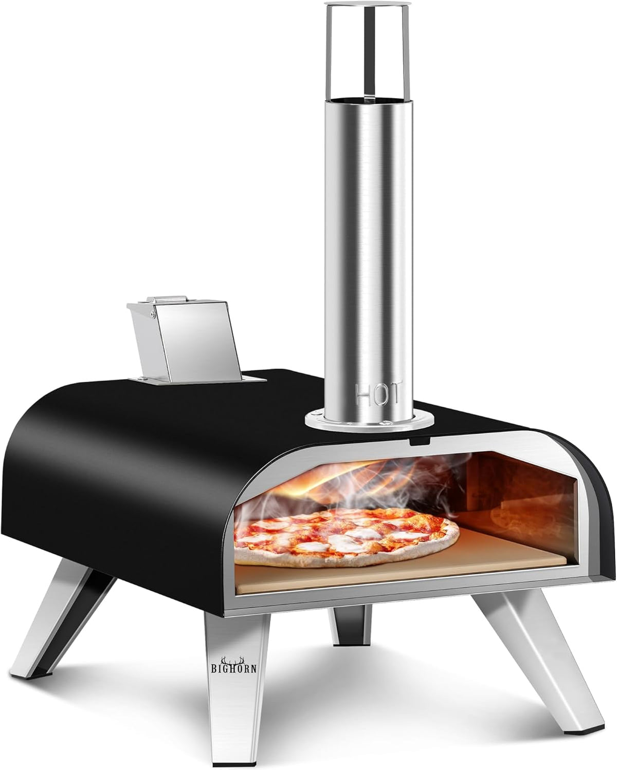 Forno de pizza, BIG HORN, OUTDOORS, 30,5 cm, 30 cm, aço inoxidável, aço, Preto, para a cozinha