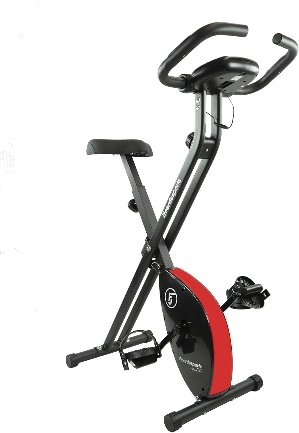 Bicicleta estática, Fjoerdesports, 80 cm, 46 cm, 13,5 kg, 110 kg, 113 × 41 × 80 cm, 131 × 41 × 46 cm, dobrável, regulável, com rodas, Multicolor