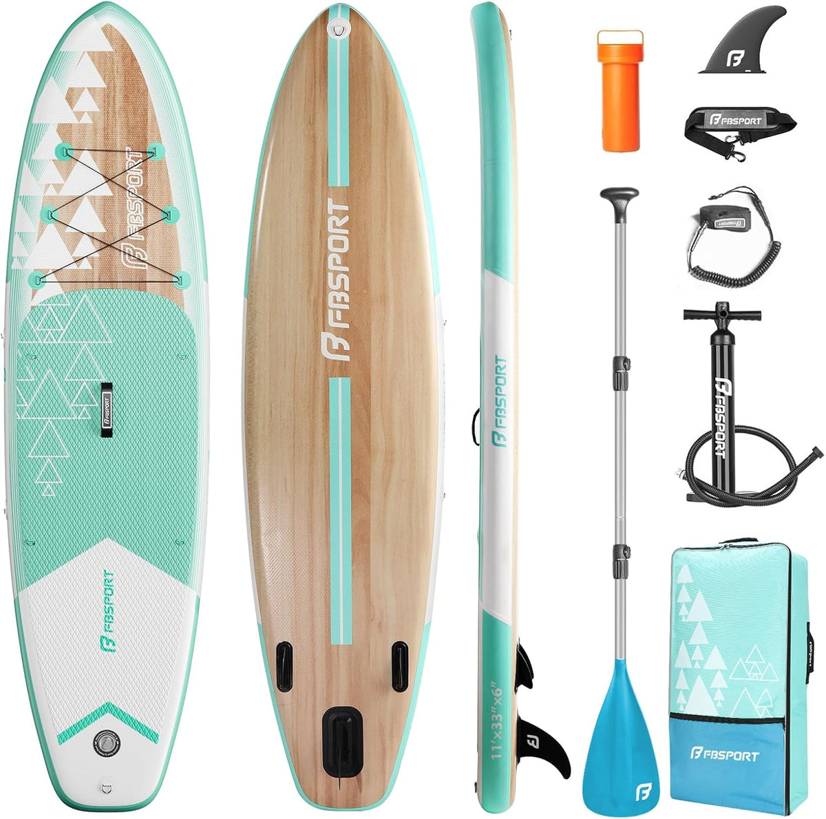 Prancha de paddle insuflável, FBSPORT, 15 cm, 160 KG, dobrável, alumínio, Prateado, para uso diário