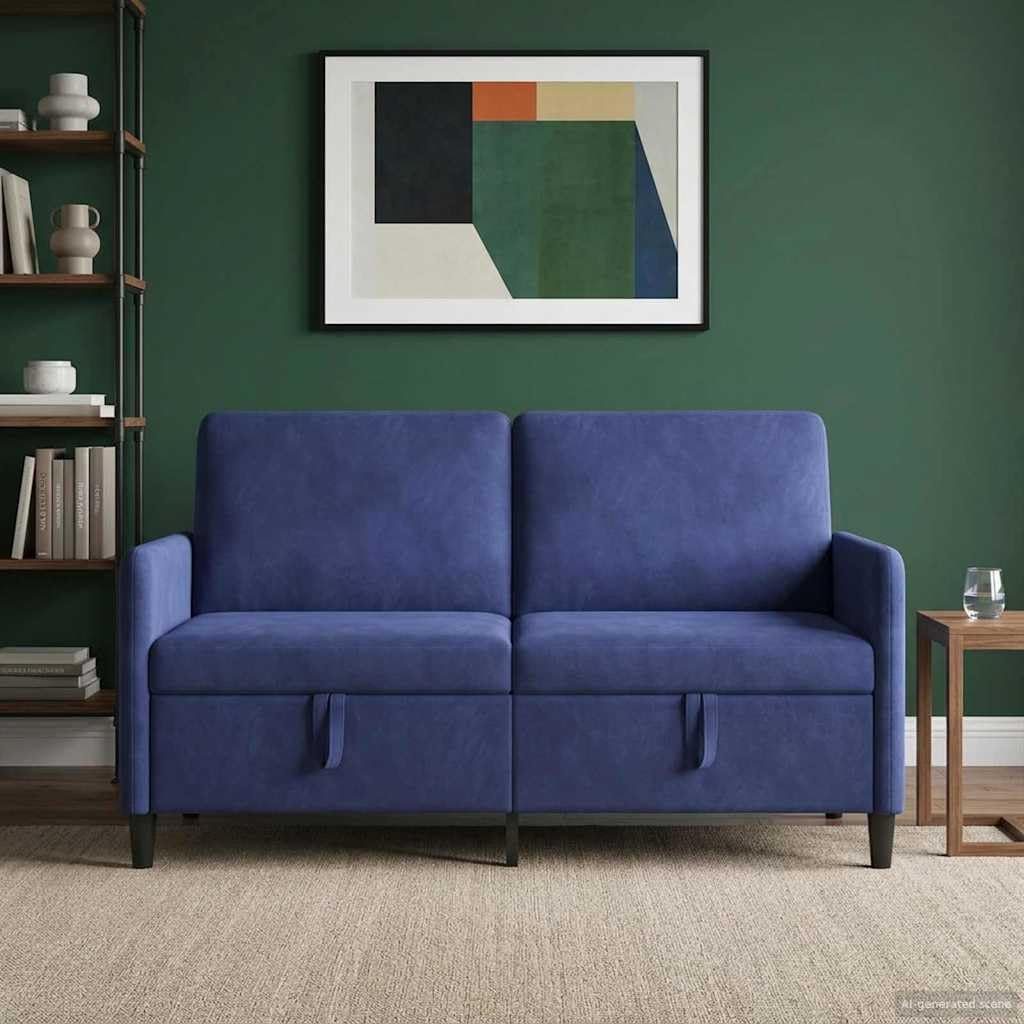 Sofá, KKHOMEI, 140 cm, 31,5 kg, poliéster, plástico, Azul, para a sala