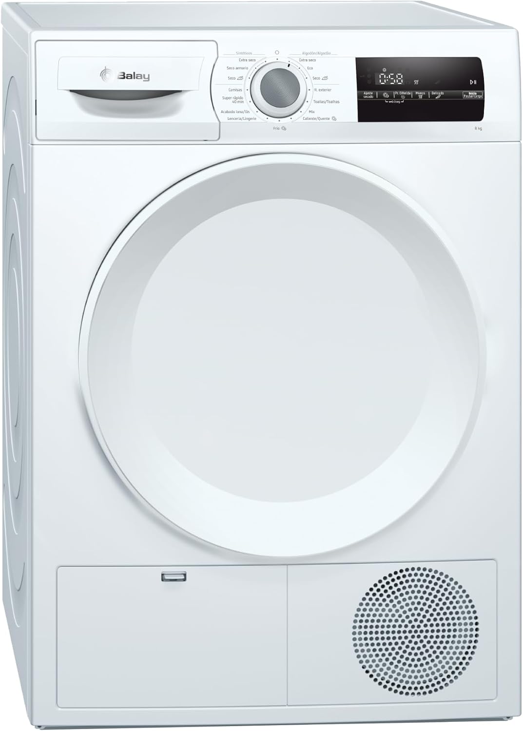 Máquina de secar roupa, Balay, 3SB288BE, 8 kg, 2 kg, 85 cm, tecido, Branco, para uso diário