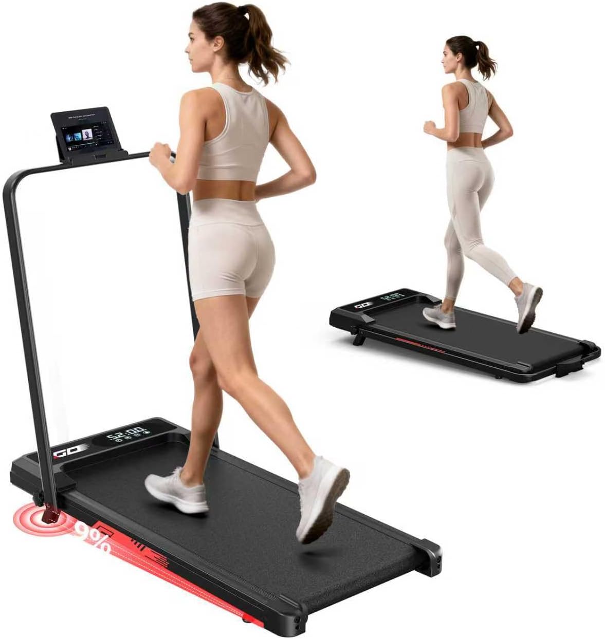 Passadeira elétrica, ApexPrime Sports, 140 kg, 35 dB, 130 kg, 4 programas, dobrável, com comando à distância, com ecrã tátil, Multicolor