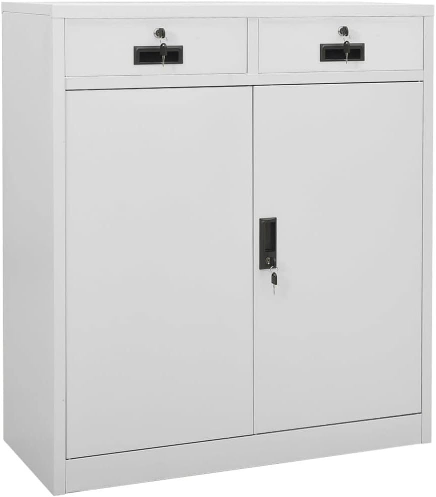 Roupeiro, vidaXL, 90 × 40 × 102 cm, 102 cm, 30 kg, 25 kg, 90 kg, com gavetas, com prateleiras, aço, Cinzento, para o quarto