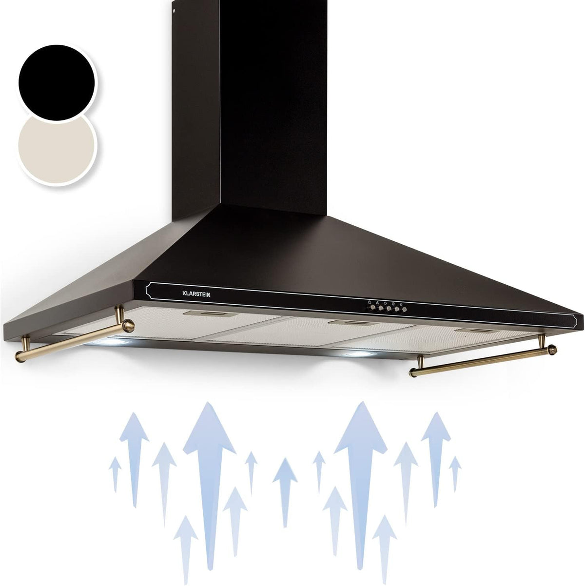 Exaustor, KLARSTEIN, 90 cm, classe C, com iluminação LED, alumínio, Prateado, para uso diário