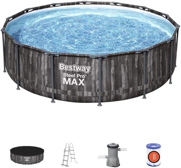 Piscina desmontável, Bestway, 4.27 m, 1.07 m, aço, madeira, Natural, para jardim e exterior