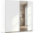 Roupeiro, Rauch, 59 cm, 218 × 210 × 59 cm, com prateleiras, alumínio, madeira, Branco, para o quarto