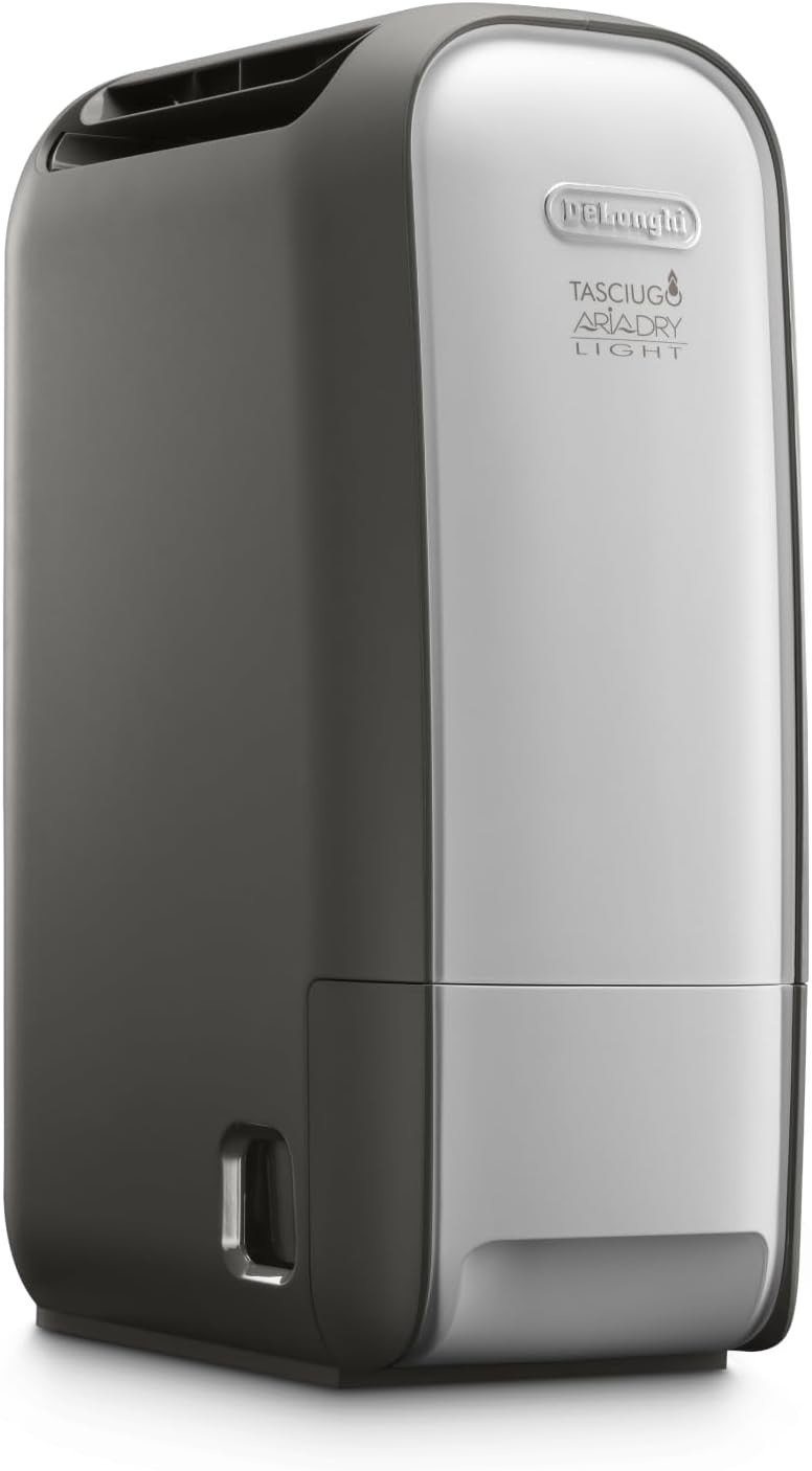 Desumidificador, De'Longhi, 5 L, 7,5 L, 34 dB, 1,7 kg, com temporizador, Cinzento, para uso diário