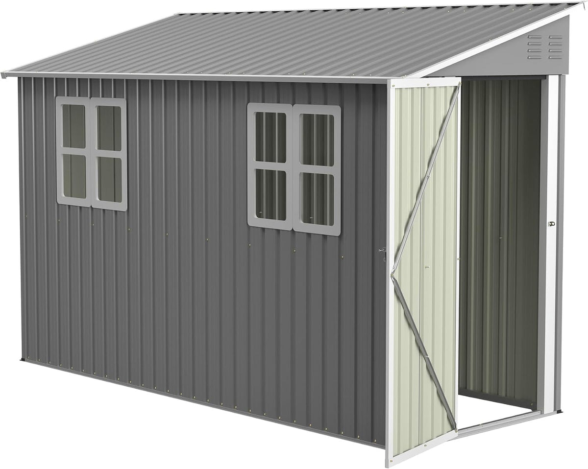 Abrigo de jardim, Luscriate, 3 m, 6 cm, 2 × 3 m, aço, Cinzento, para jardim e exterior