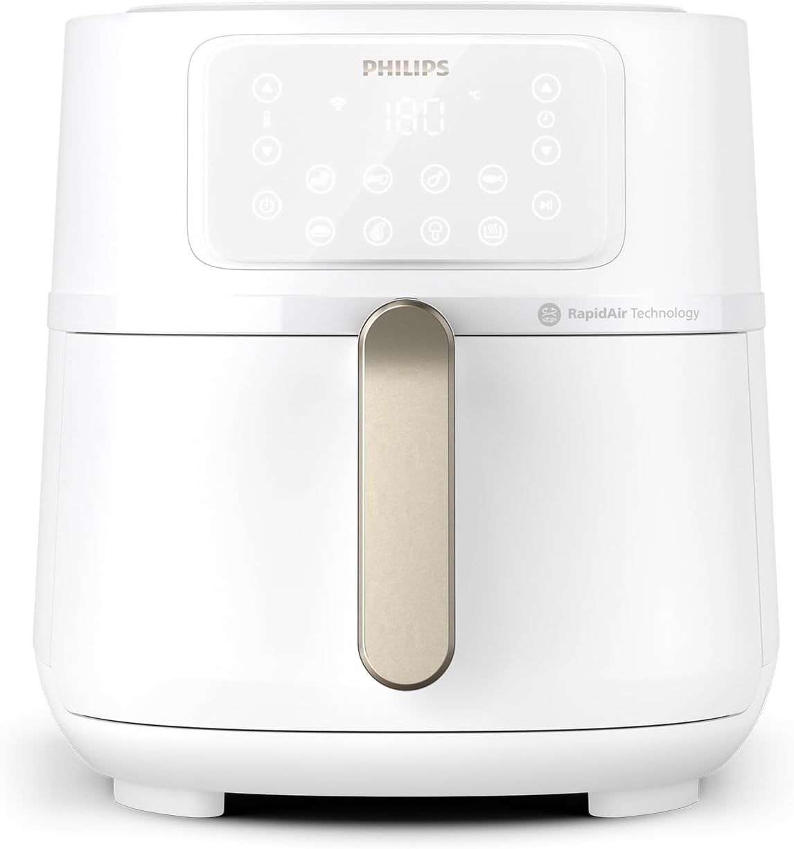 PHILIPS, Fritadeira de ar quente, 5000, 2 L, 30.3 cm, 31.4 cm, 6,2 kg, 38.3 × 44.4 × 31.4 cm, com controlo por aplicação, plástico, Branco
