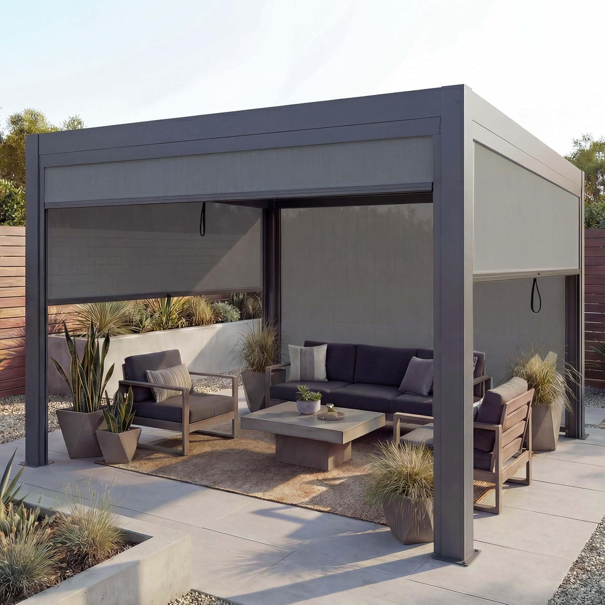 Conjunto de jardim, Mendler, HWC-L46, 10 cm, 4 m, 3 × 4 m, resistente à água, aço, alumínio, Antracite, para jardim e exterior