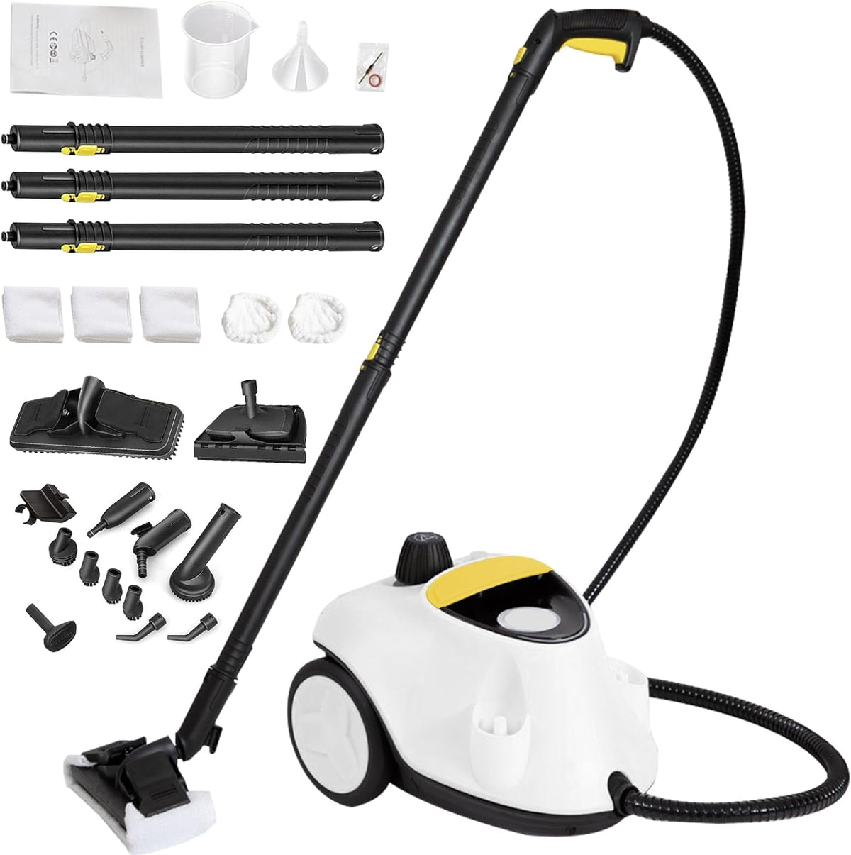 Máquina de limpeza a vapor, TECKZOON, 2100 W, 1 L, 5 bar, com iluminação LED, com rodas, Branco, para uso diário