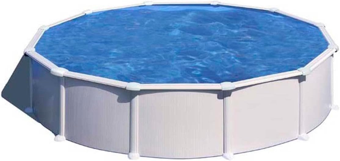 Piscina desmontável, Gre, 550 × 132 cm, 132 cm, aço, madeira, Branco, para jardim e exterior