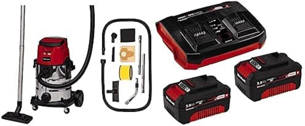 Einhell, Aspirador de sólidos e líquidos, 18 V, 25 L, 3 Ah, com rodas, Multicolor, para uso diário