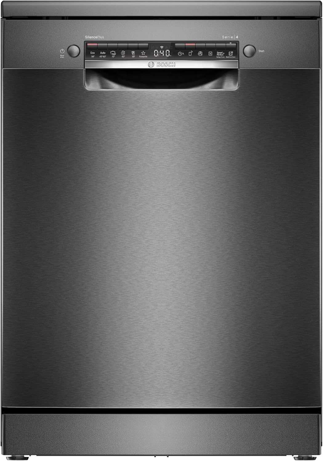 Bosch, Máquina de lavar loiça, SMS4EMC06E, 42 dB, 3 a, com prateleiras, aço inoxidável, aço, Preto, para uso diário