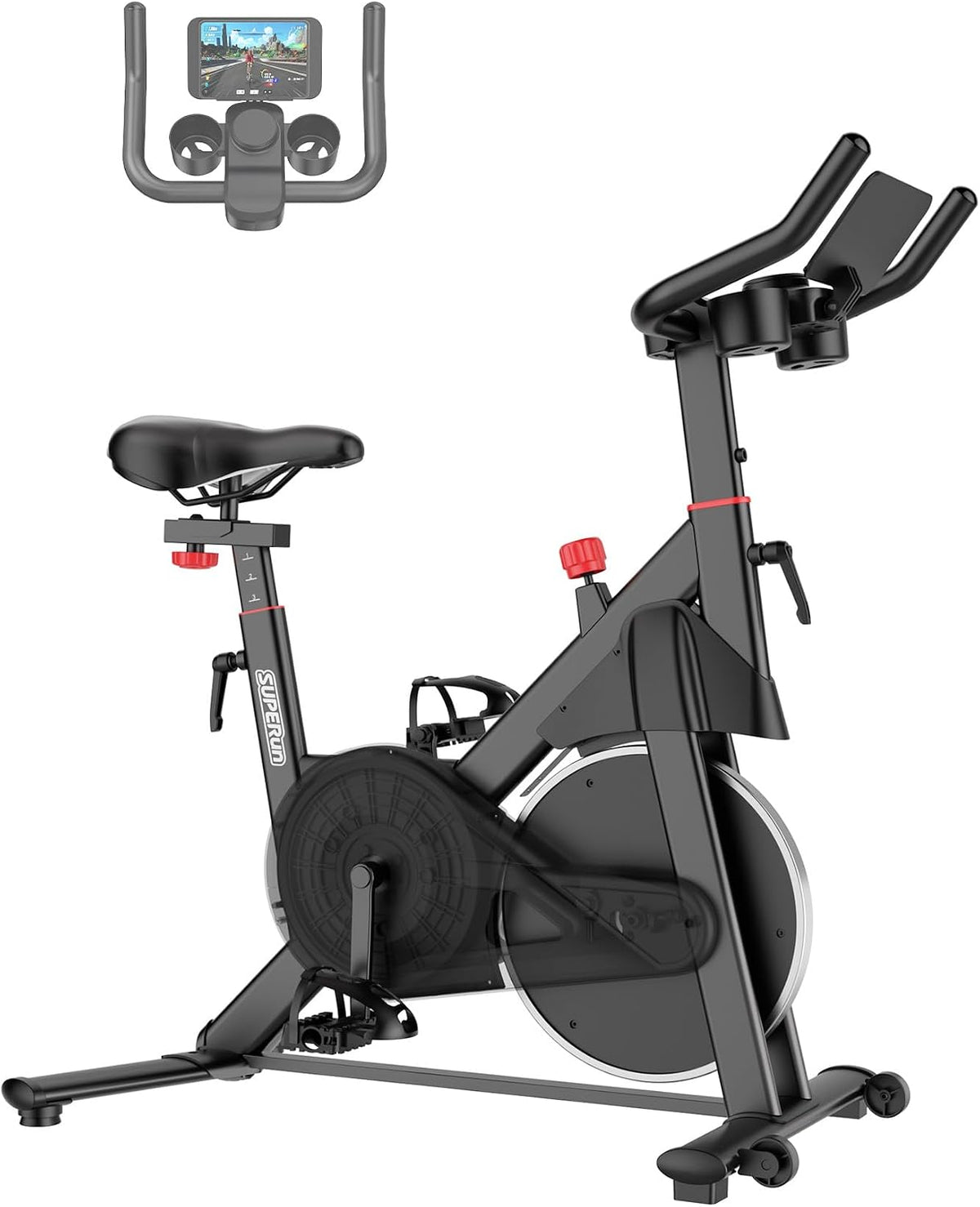 Bicicleta estática, Superun, 136 kg, com rodas, plástico, Multicolor, para uso diário
