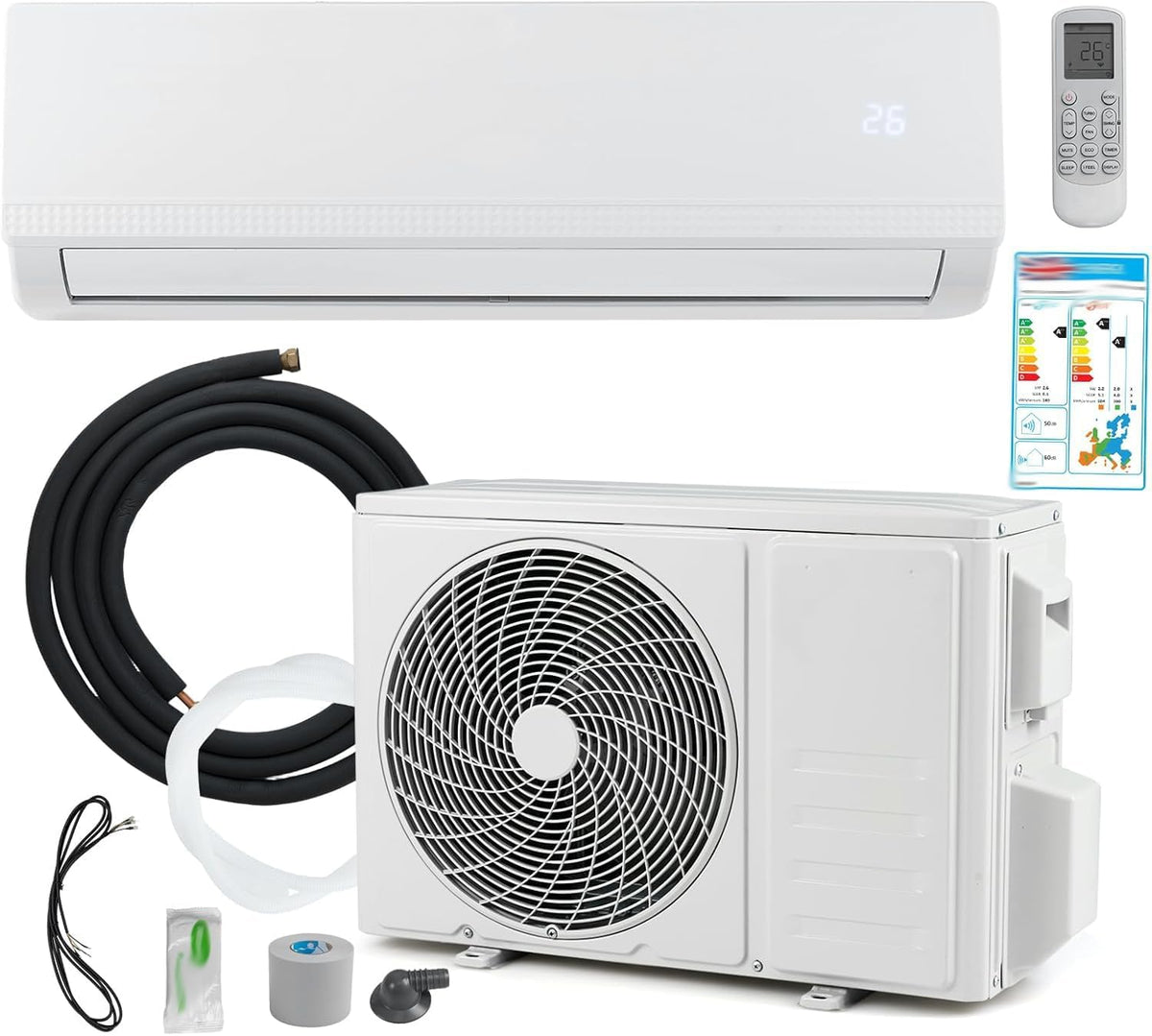 Ar condicionado, Generic, 9000 BTU, 22 dB, 8 velocidades, com temporizador, Multicolor, para uso diário