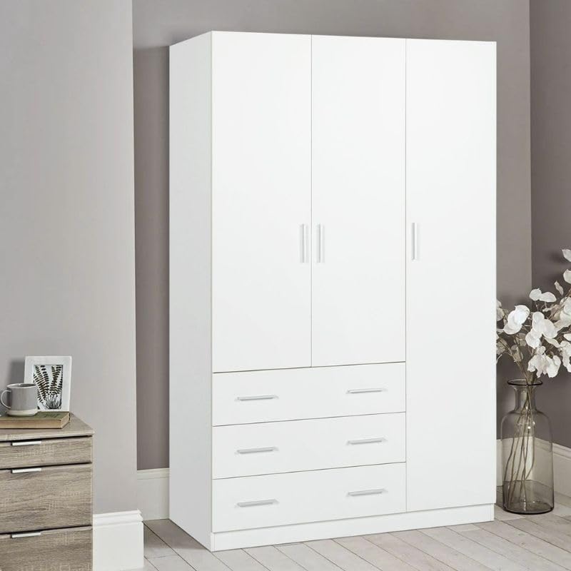 Roupeiro, Buyqualia, 200 × 120 × 58 cm, 200 cm, 120 cm, 58 cm, 54,5 kg, com gavetas, Branco, para o quarto