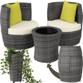 Conjunto de jardim, tectake, com 2 Cadeiras, alumínio, ratã, Cinzento, para jardim e exterior