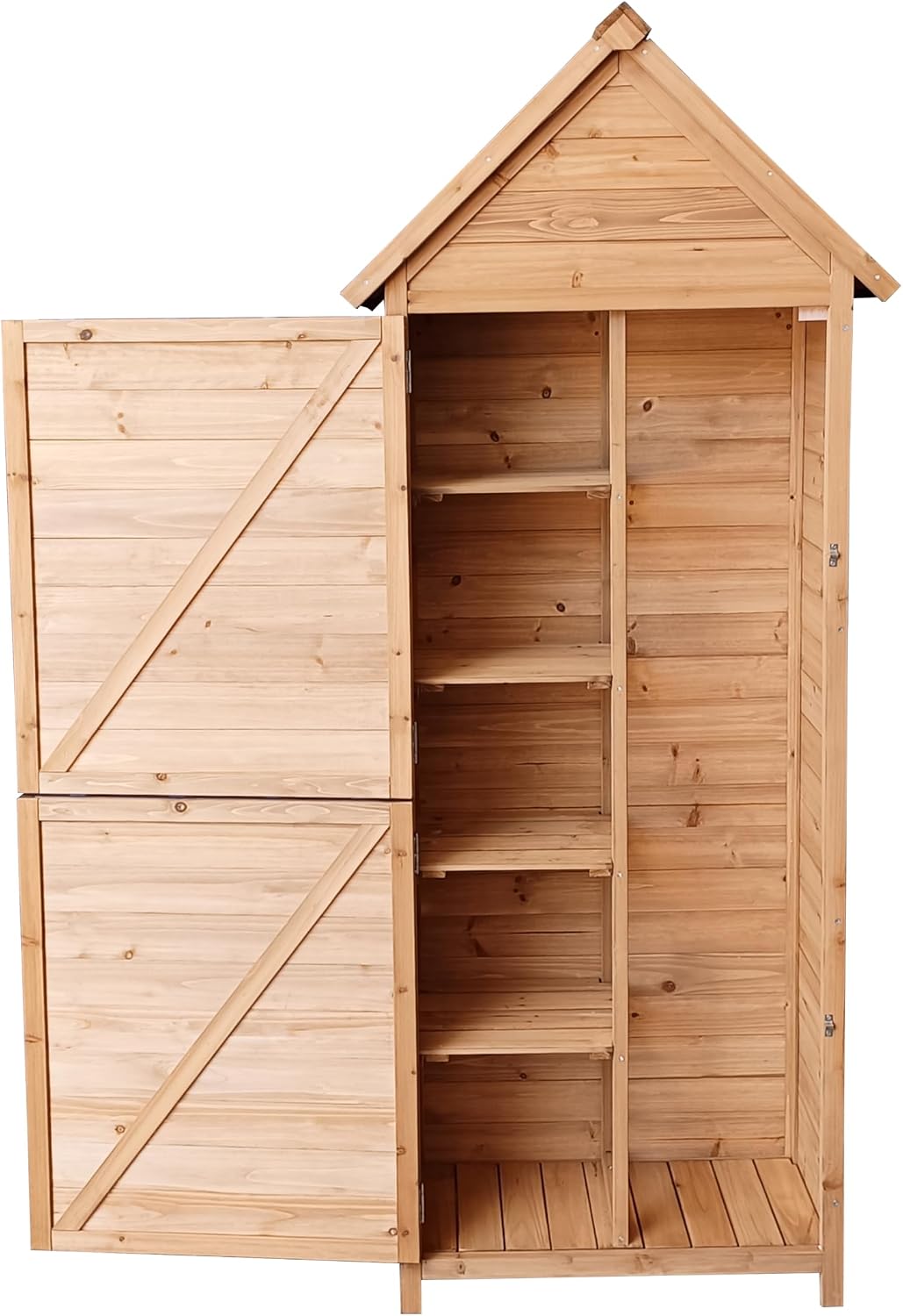 Abrigo de jardim, The Homeweeks, 177 cm, 70 × 35 × 177 cm, resistente à água, madeira, Natural, para jardim e exterior