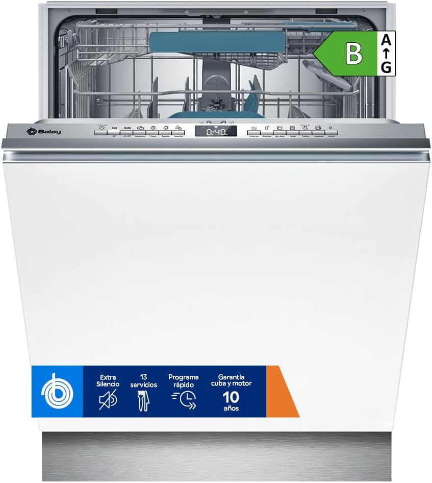 Máquina de lavar loiça, Balay, 3VF6662SA, 42 dB, 60 cm, 45,5 kg, 81,5 × 60 × 60 cm, 6 programas, plástico, Branco, para uso diário