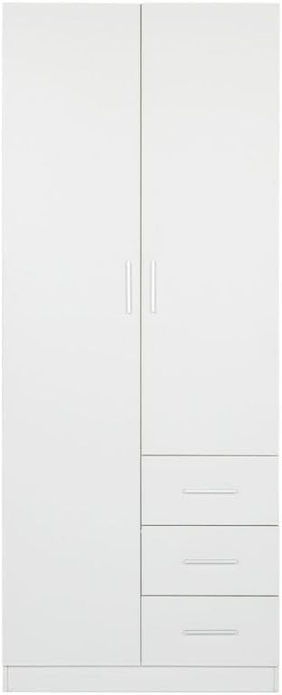Roupeiro, Buyqualia, 200 × 80 × 58 cm, 200 cm, 80 cm, 58 cm, 52,6 kg, com gavetas, Branco, para o quarto