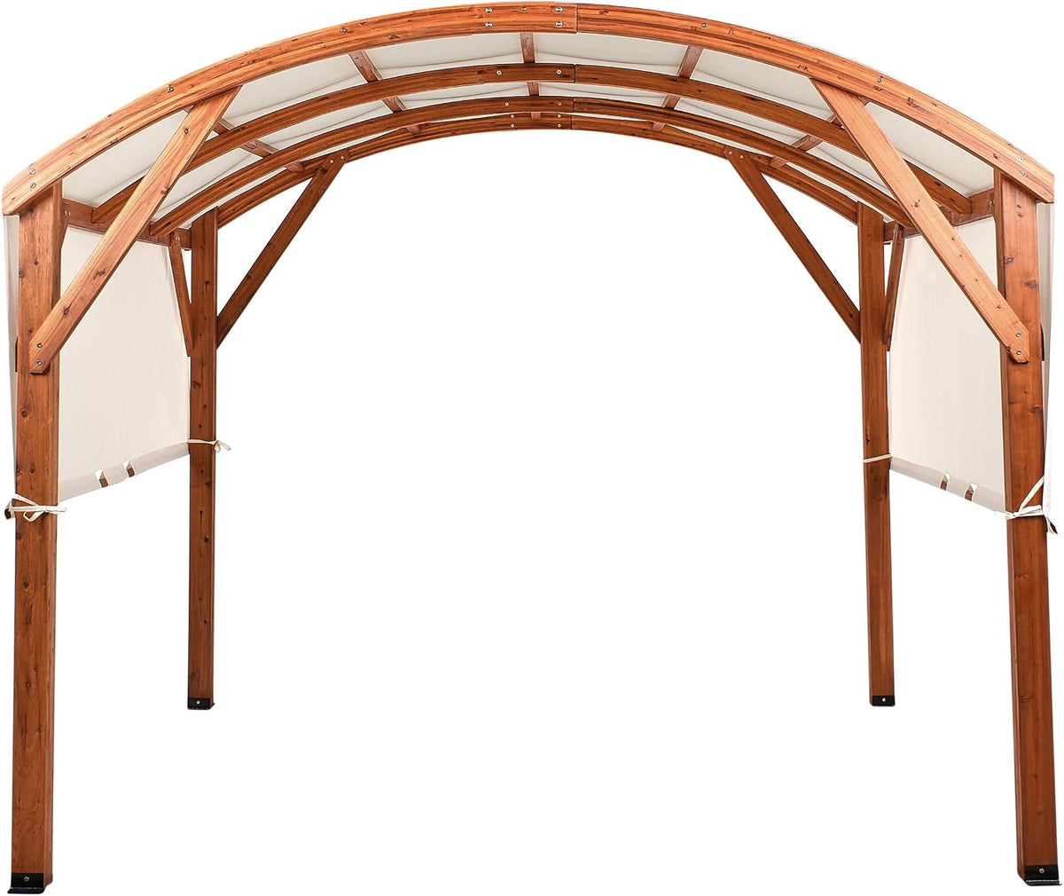 Tenda de jardim, Beliani, 300 cm, 303 × 300 cm, madeira, poliéster, Branco, para jardim e exterior