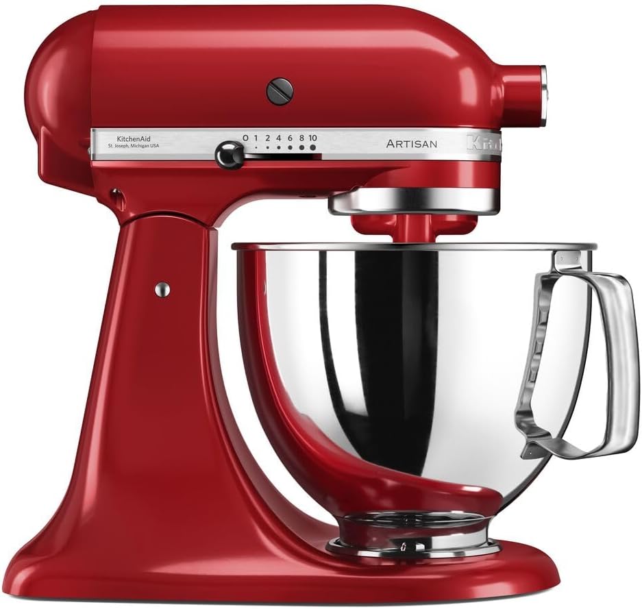 Robô de cozinha, KitchenAid, 7 L, 4,8 L, 1 kg, 300 W, 21 cm, 24,6 cm, aço inoxidável, aço, Vermelho, para a cozinha