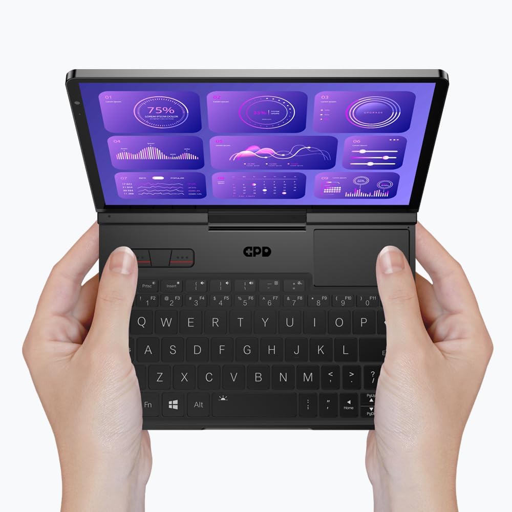 Computador portátil 2 em 1, GPD, 2.5G, 2.5 G, 890 M, 4 G, 100 W, com ecrã tátil, com controlo por aplicação, alumínio, vidro, Prateado