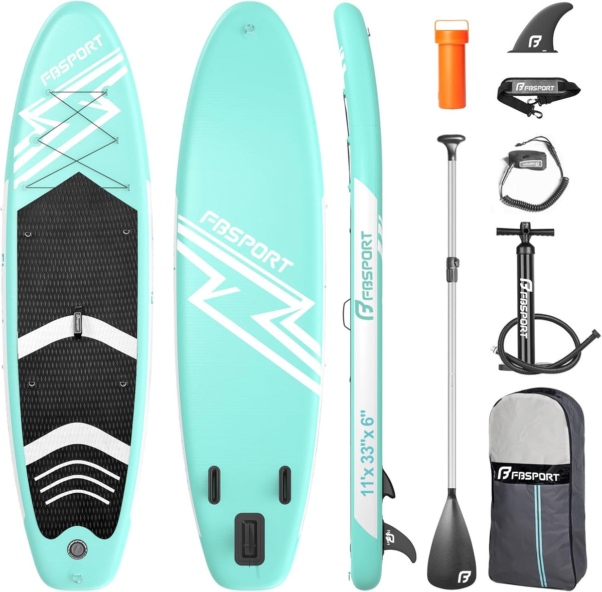Prancha de paddle insuflável, FBSPORT, 15 cm, 160 KG, 3,5 kg, dobrável, alumínio, Prateado, para uso diário