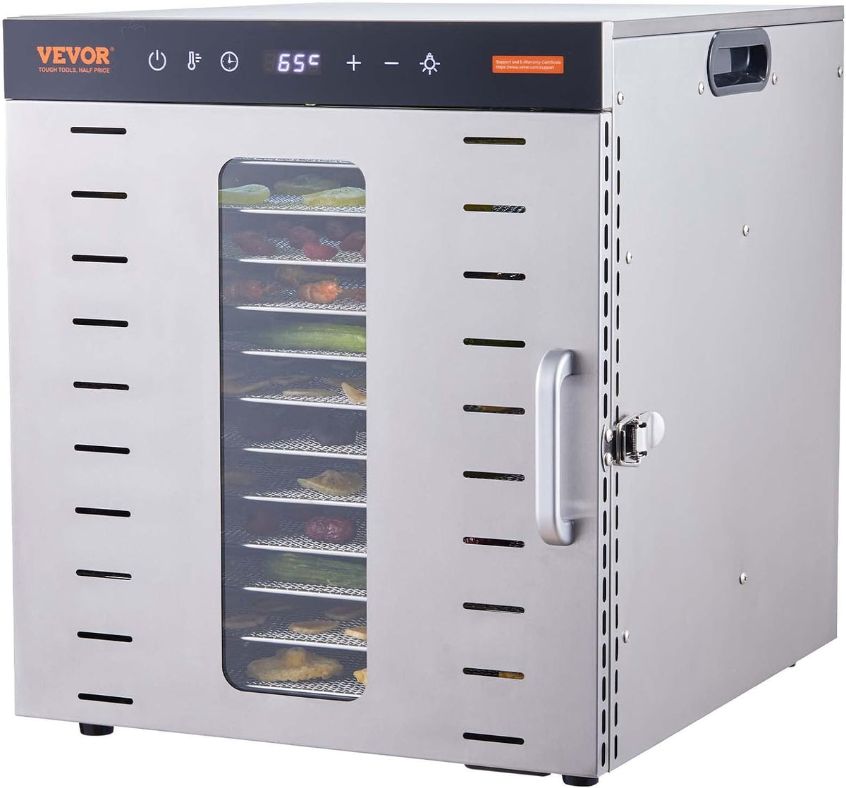 VEVOR, Equipamento elétrico, 1000 W, 285 mm, 0,77 kg, 377 × 285 mm, com temporizador, com iluminação LED, com rodas, aço inoxidável, aço, Prateado