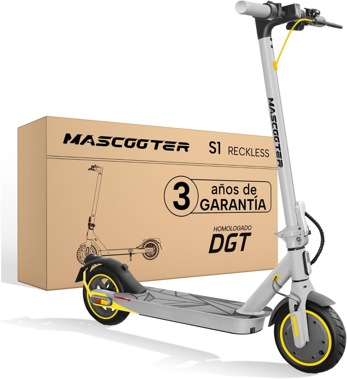 Trotinete elétrica, MASCOOTER, 3 A, 36 V, 300 W, 600 W, 110 cm, 11.30 kg, com rodas, alumínio, plástico, Multicolor, para uso diário