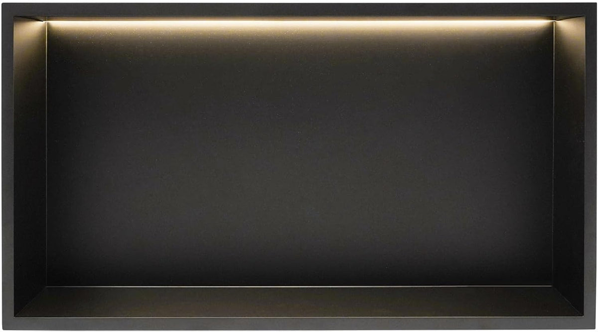 Móvel, Genérico, 30 cm, 61 × 30 cm, com iluminação LED, com prateleiras, aço inoxidável, aço, Preto, para a sala